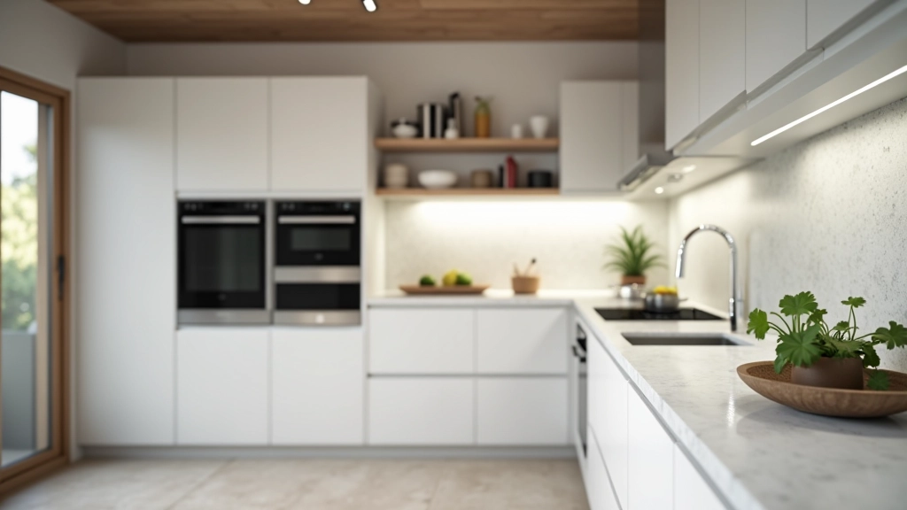 Cozinha moderna bem organizada mostrando fluxo de trabalho otimizado com zonas claramente definidas